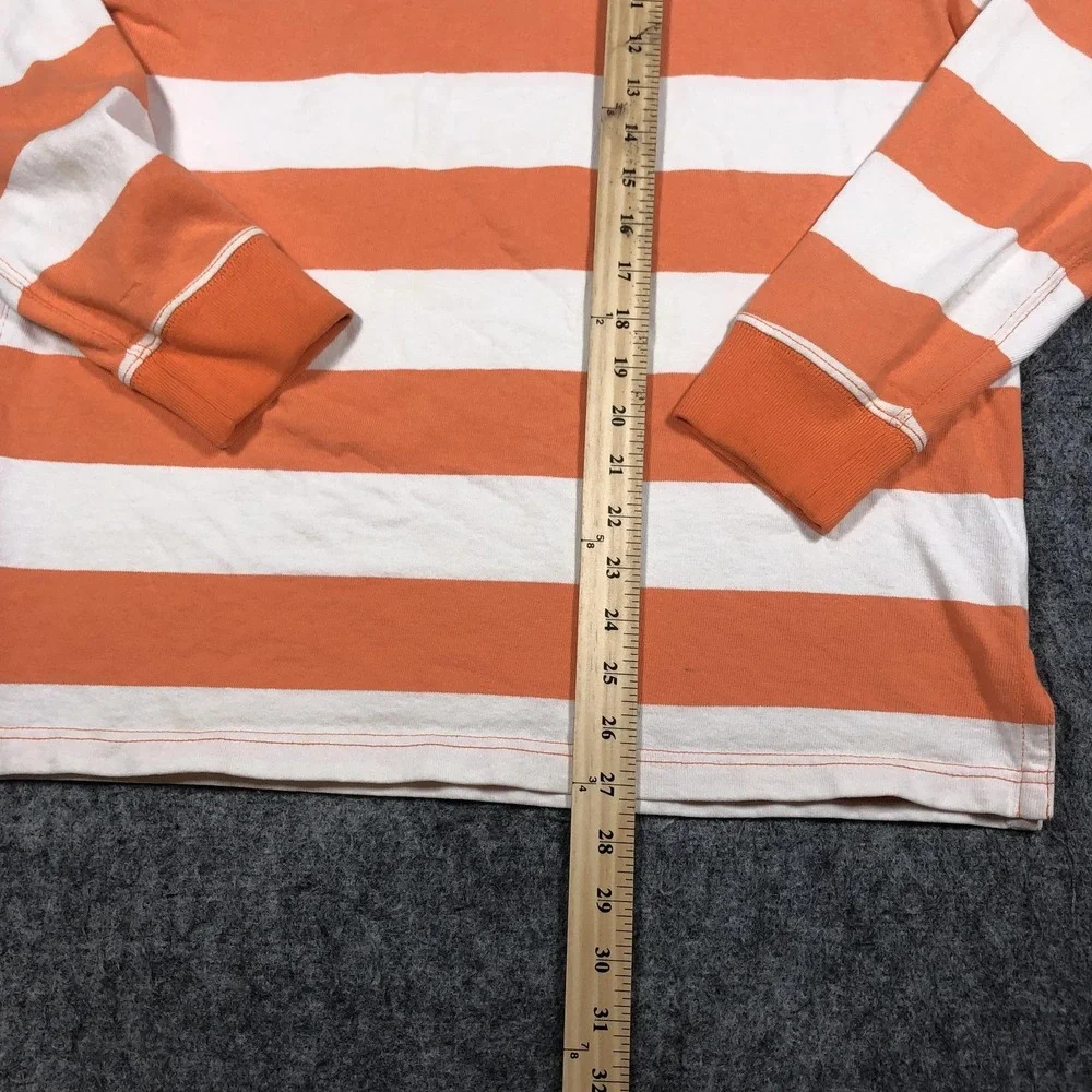 Vintage Polo Ralph Lauren Rugby Shirt Mens M Orange White Stripe Long Sleeve